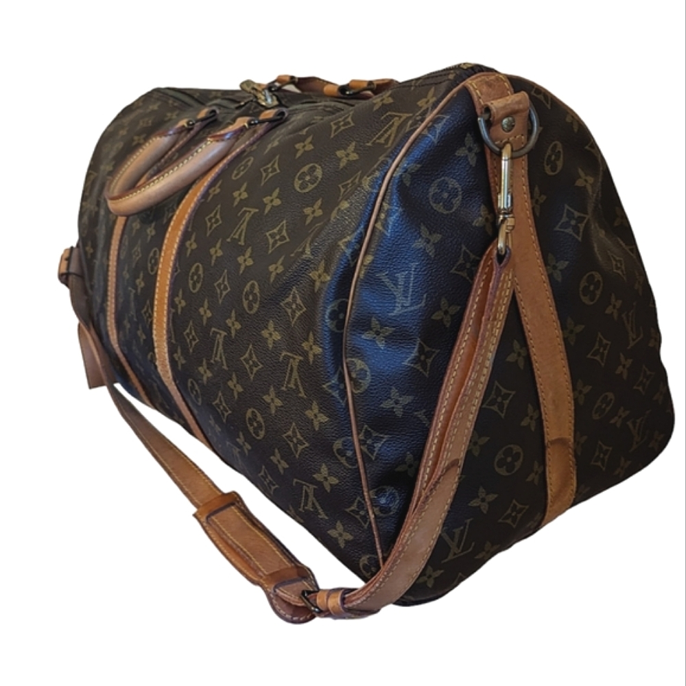 AUTHENTIC Louis Vuitton Monogram Brown Keepall Bandoulière 55 Travel Bag - Picture 14 of 16